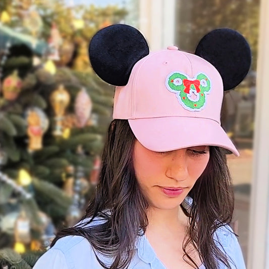 Mickey Wreath High Ponytail Hat -Pink