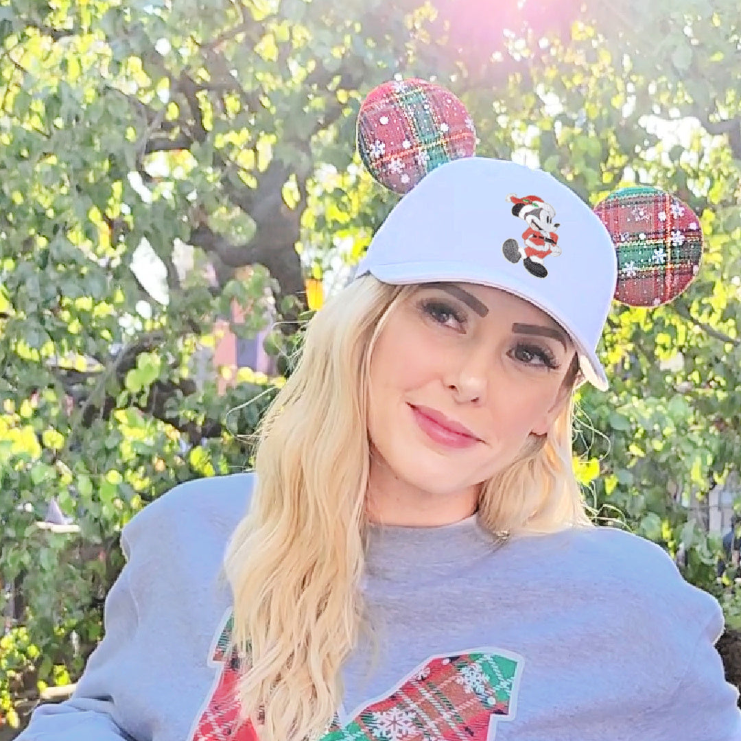 Holiday Plaid Mouse Ear Hat