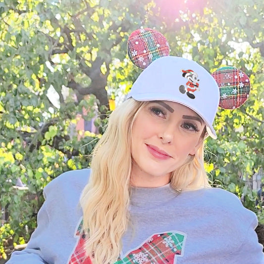 Holiday Plaid Mouse Ear Hat